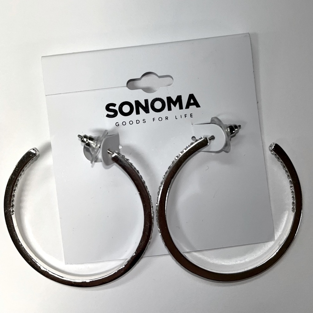 Sonoma sterling silver hoop earrings with rhinestones.